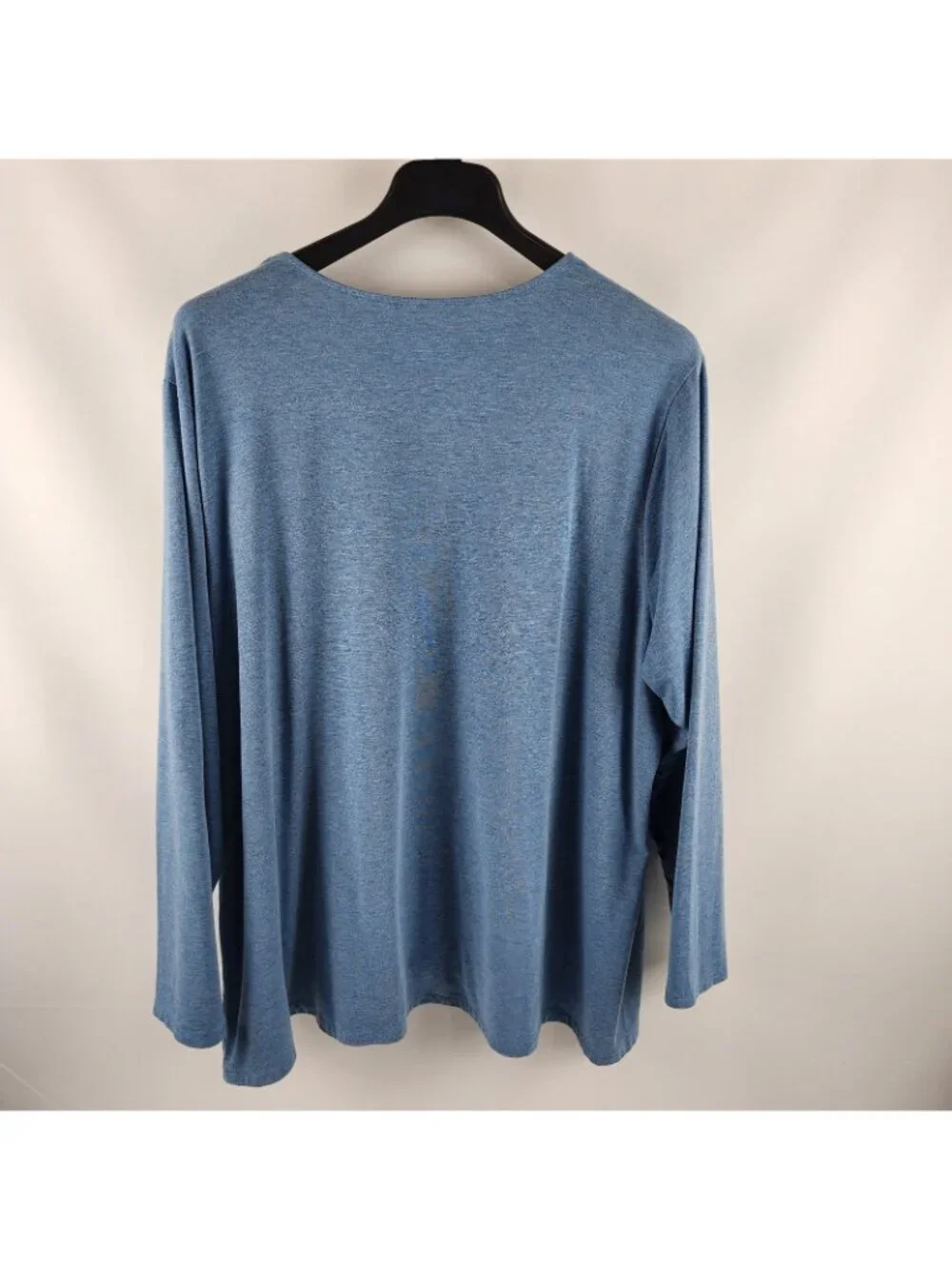 Pure Jill Shirt Womens 4X Plus Blue Long Sleeve Shirt Tail Tee V-Neck KTP106374